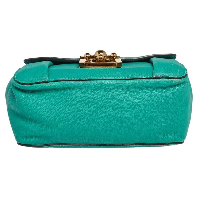 Pre Owned Chloe Turquoise Leather Small Elsie Shoulder Bag
