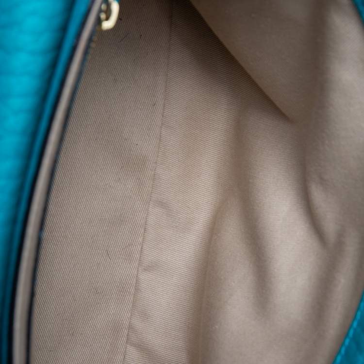 Pre Owned Chloe Blue Lagoon Pebbled Leather Limited Edition Medium Sally Flap Shoulder Bag