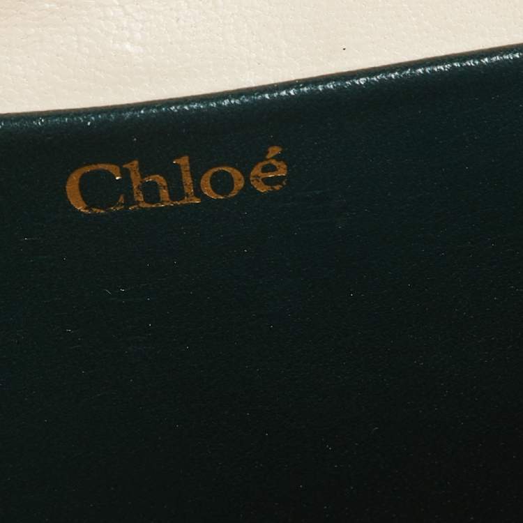Pre Owned Chloe Green/Beige Leather Bow Flap Shoulder Bag