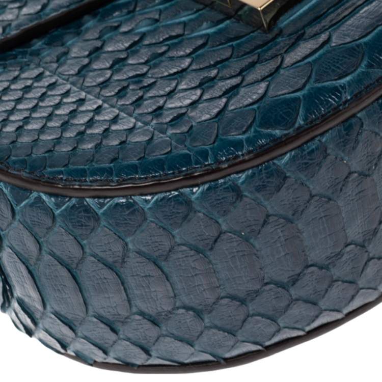 Pre Owned Chloe Blue Python Small Drew Shoulder Bag