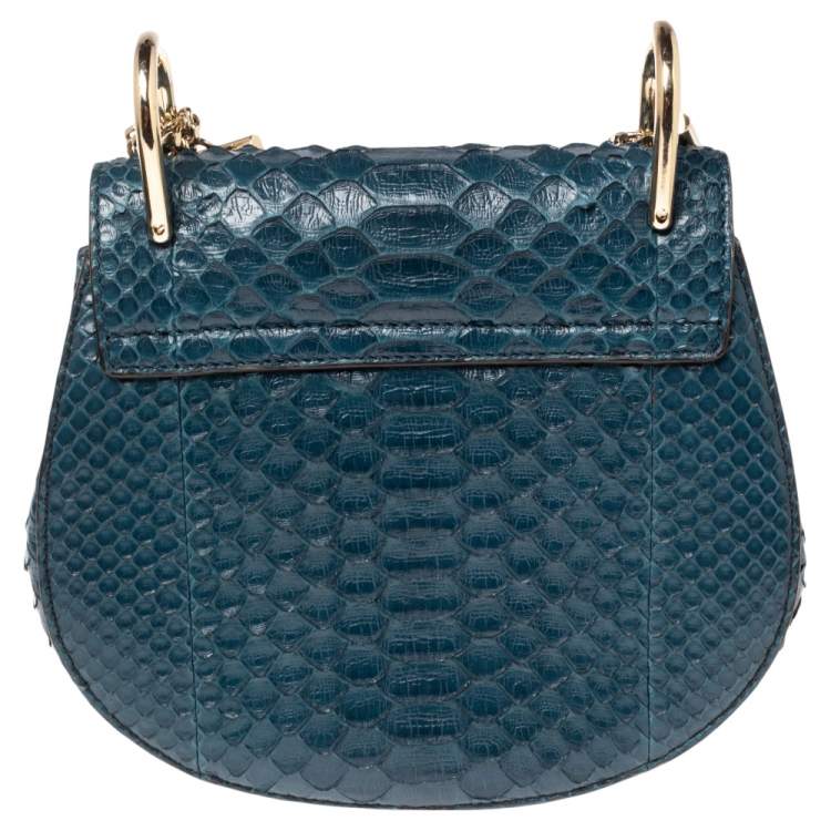 Pre Owned Chloe Blue Python Small Drew Shoulder Bag