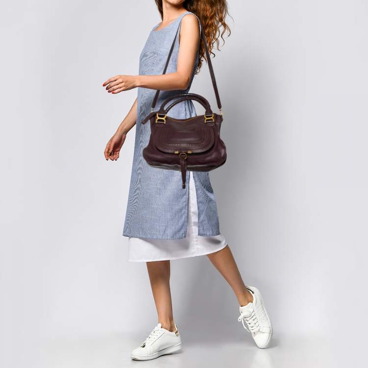Pre Owned Chloe Burgundy Leather Medium Marcie Satchel