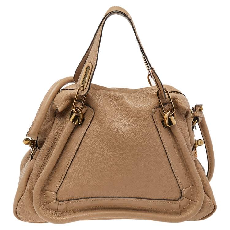Pre Owned Chloe Beige Leather Medium Paraty Shoulder Bag