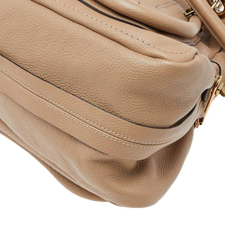 Pre Owned Chloe Beige Leather Medium Paraty Shoulder Bag