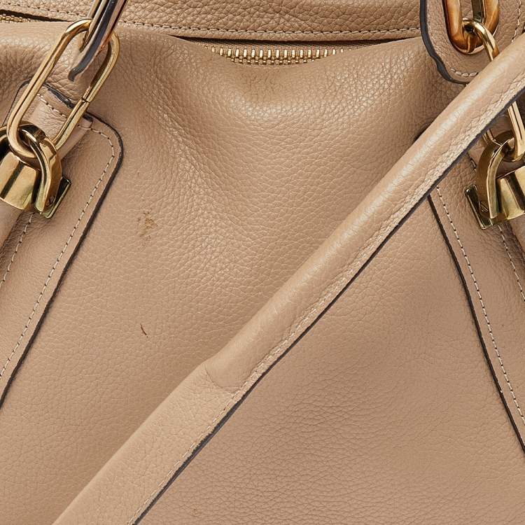 Pre Owned Chloe Beige Leather Medium Paraty Shoulder Bag