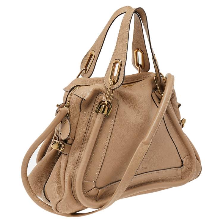 Pre Owned Chloe Beige Leather Medium Paraty Shoulder Bag
