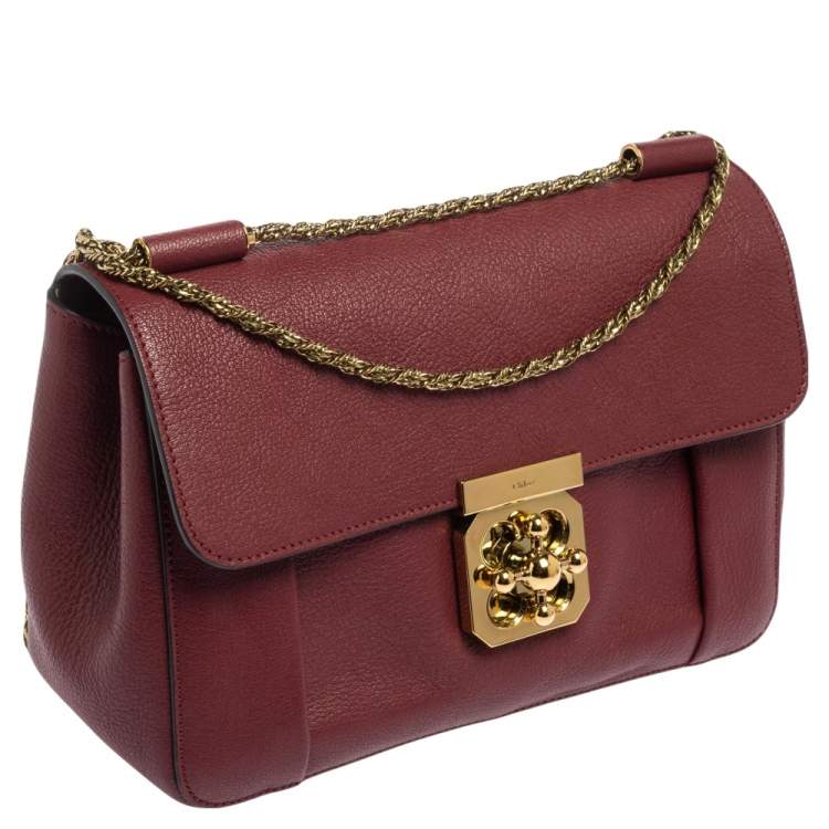 Pre Owned Chloe Red Leather Medium Elsie Shoulder Bag