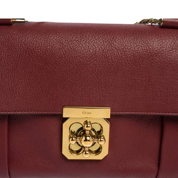 Pre Owned Chloe Red Leather Medium Elsie Shoulder Bag