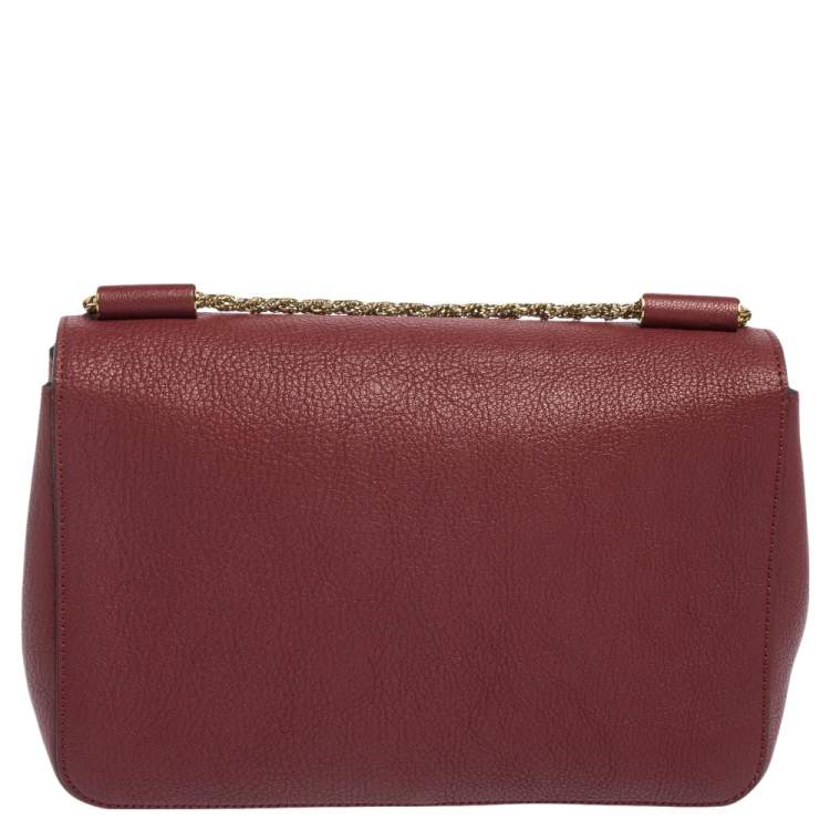 Pre Owned Chloe Red Leather Medium Elsie Shoulder Bag