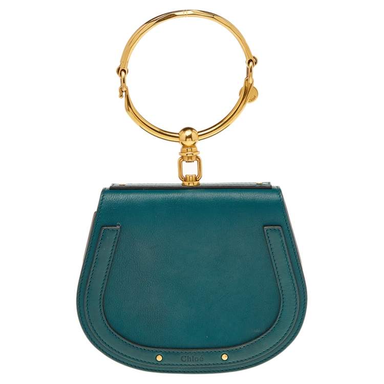 Pre Owned Chloe Sea Green Leather Nile Bracelet Shoulder Bag