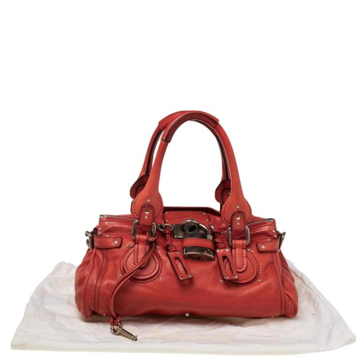 Pre Owned Chloe Crimson Red Leather Medium Paddington Satchel