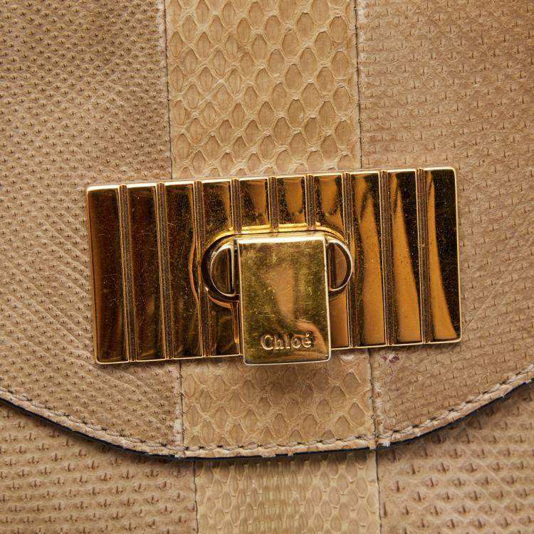 Pre Owned Chloe Beige Ayers and Karung Sally Shoulder Bag