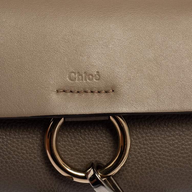 Pre Owned Chloe Taupe Leather Mini Faye Shoulder Bag