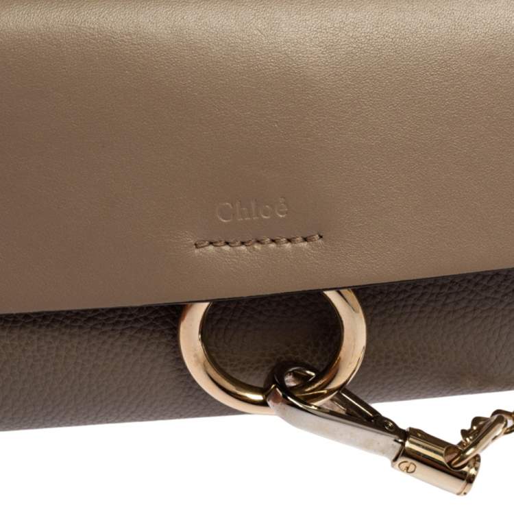 Pre Owned Chloe Taupe Leather Mini Faye Shoulder Bag