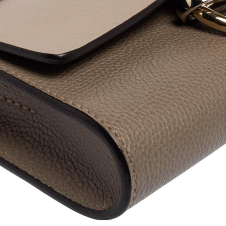 Pre Owned Chloe Taupe Leather Mini Faye Shoulder Bag