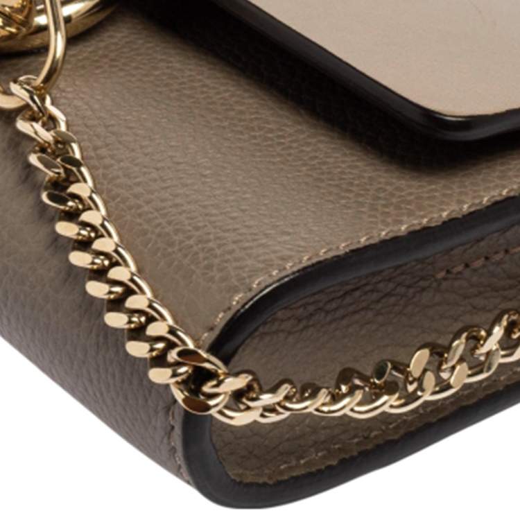 Pre Owned Chloe Taupe Leather Mini Faye Shoulder Bag