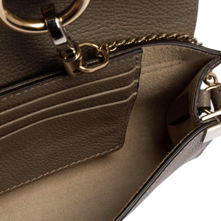 Pre Owned Chloe Taupe Leather Mini Faye Shoulder Bag
