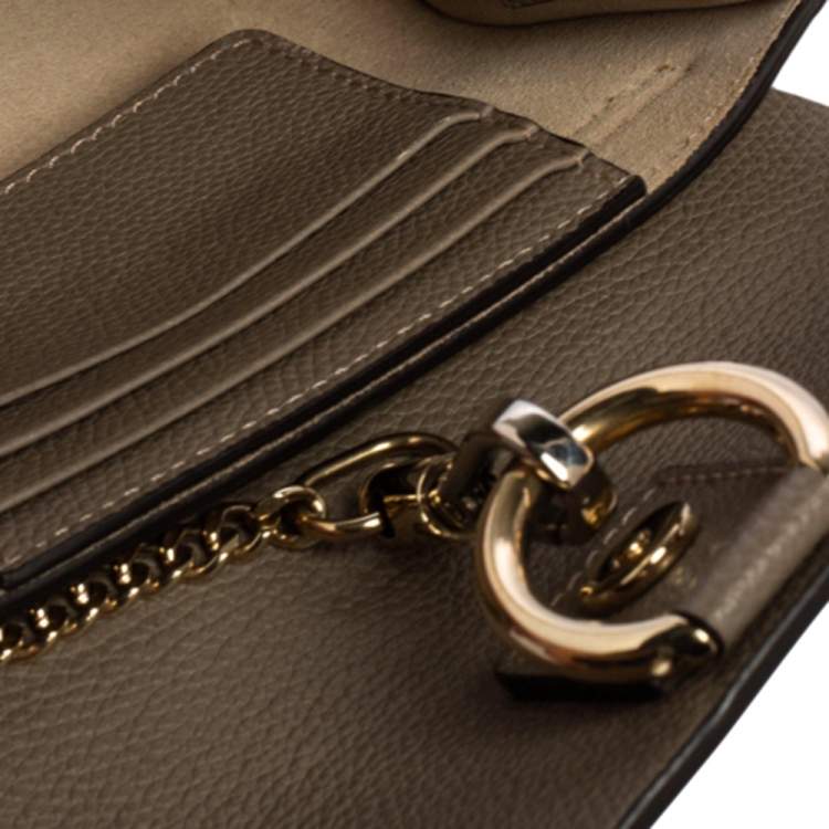 Pre Owned Chloe Taupe Leather Mini Faye Shoulder Bag