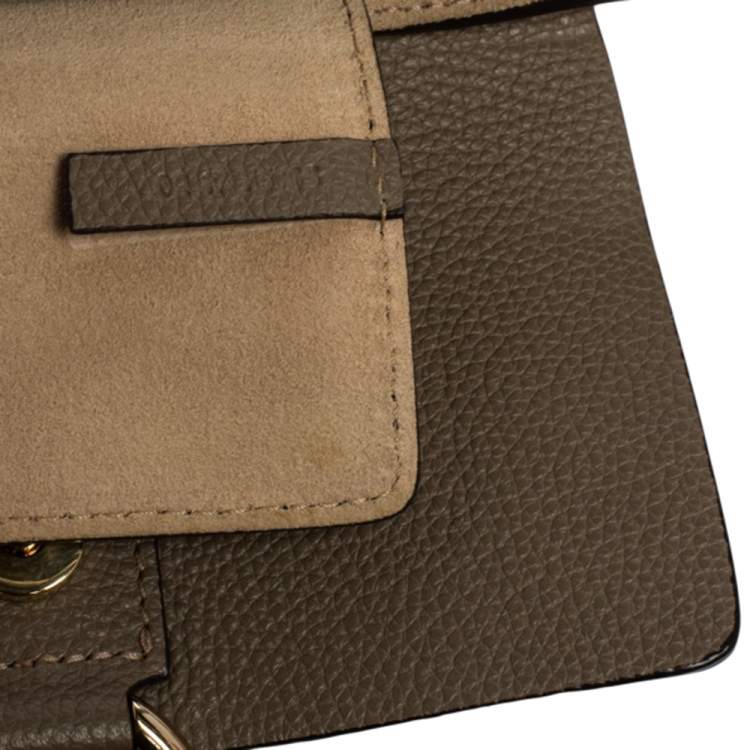 Pre Owned Chloe Taupe Leather Mini Faye Shoulder Bag