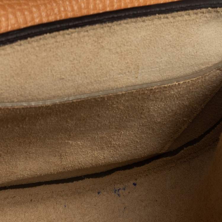 Pre Owned Chloé Peach/Mustard Leather Small Drew Crossbody Bag