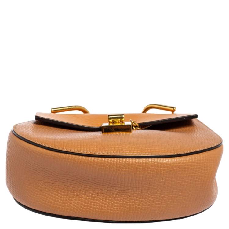 Pre Owned Chloé Peach/Mustard Leather Small Drew Crossbody Bag