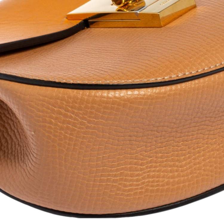 Pre Owned Chloé Peach/Mustard Leather Small Drew Crossbody Bag