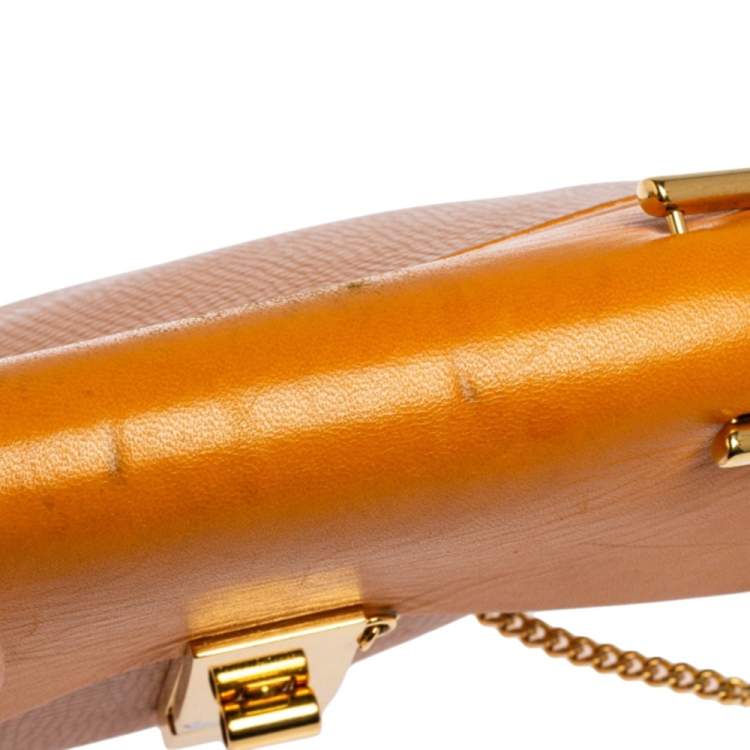 Pre Owned Chloé Peach/Mustard Leather Small Drew Crossbody Bag