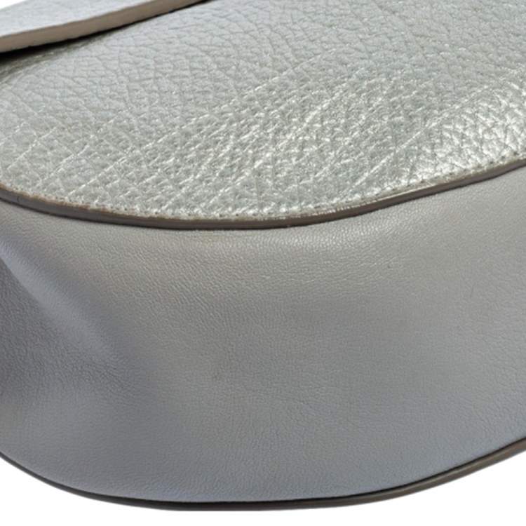 Pre Owned Chloe Metallic Silver Leather Medium Drew Shoulder Bag