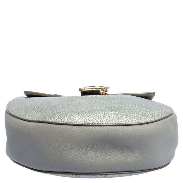 Pre Owned Chloe Metallic Silver Leather Medium Drew Shoulder Bag
