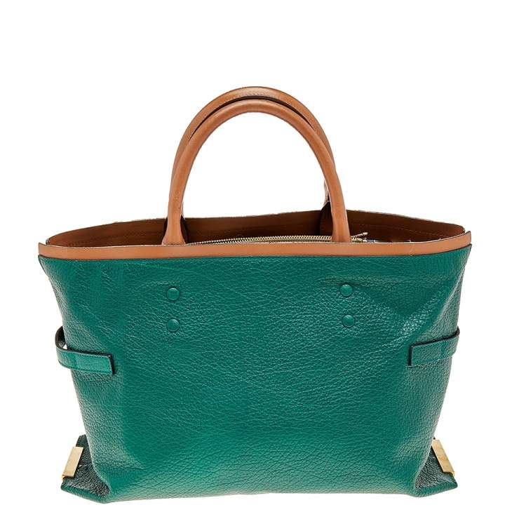 Pre Owned Chloe Green/Brown Leather Charlotte Tote