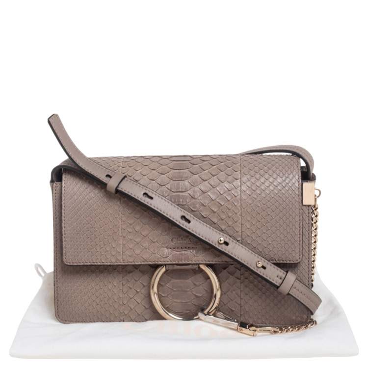 Pre Owned Chloe Grey Leather and Python Small Faye Shoulder Bag