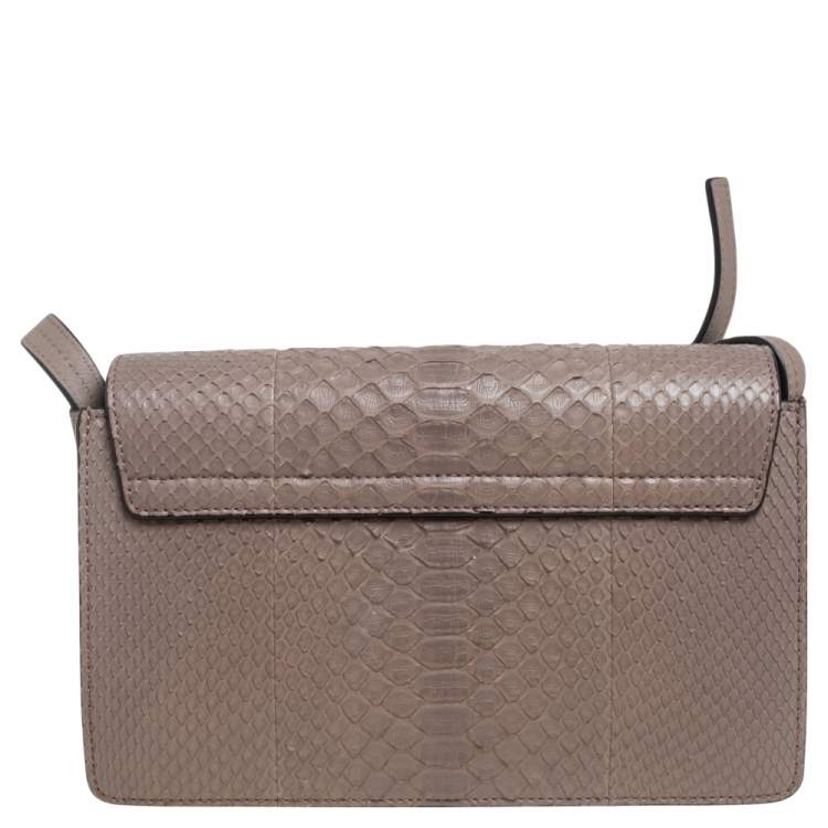 Pre Owned Chloe Grey Leather and Python Small Faye Shoulder Bag