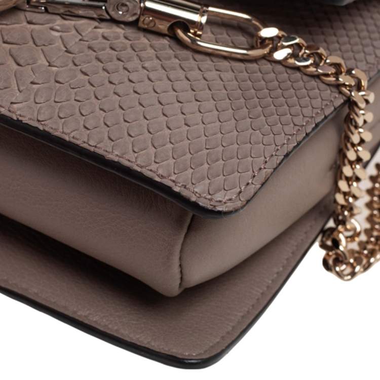 Pre Owned Chloe Grey Leather and Python Small Faye Shoulder Bag
