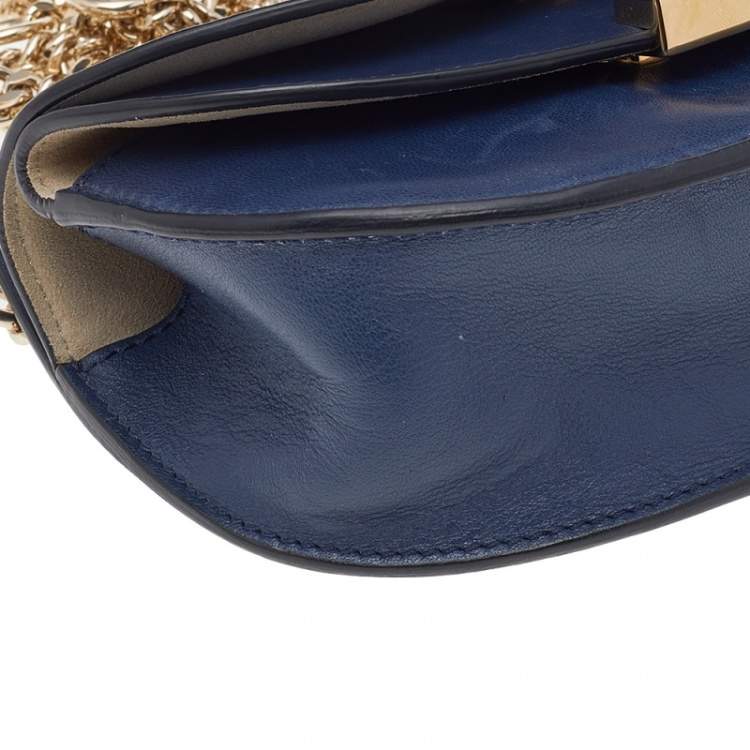 Pre Owned Chloe Blue Leather Georgia Shoulder Bag