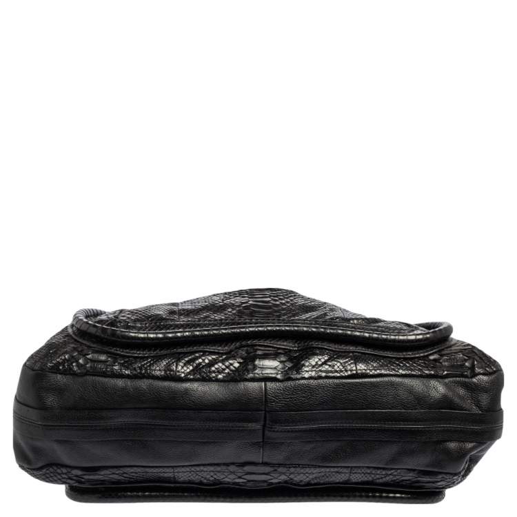Pre Owned Chloe Black Python and Leather Medium Paraty Shoulder Bag