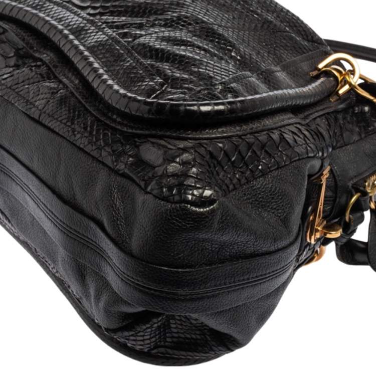Pre Owned Chloe Black Python and Leather Medium Paraty Shoulder Bag