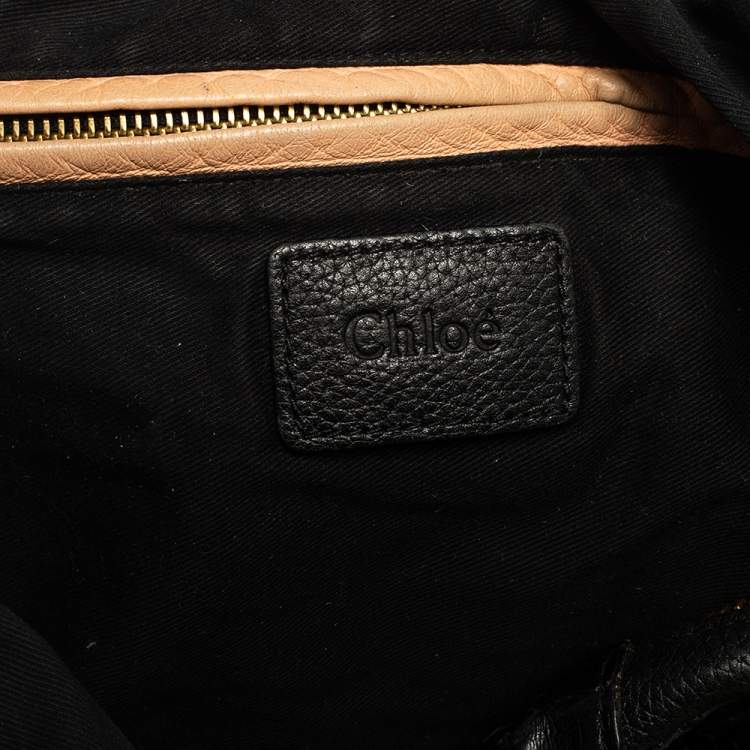 Pre Owned Chloe Black Python and Leather Medium Paraty Shoulder Bag