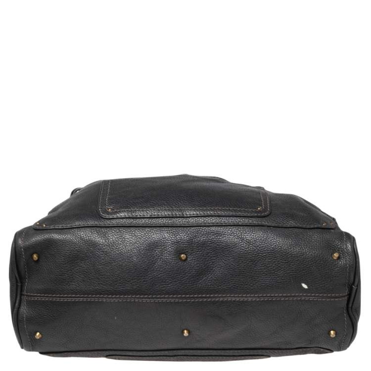 Pre Owned Chloe Dark Grey Leather Plexo Paddington Tote