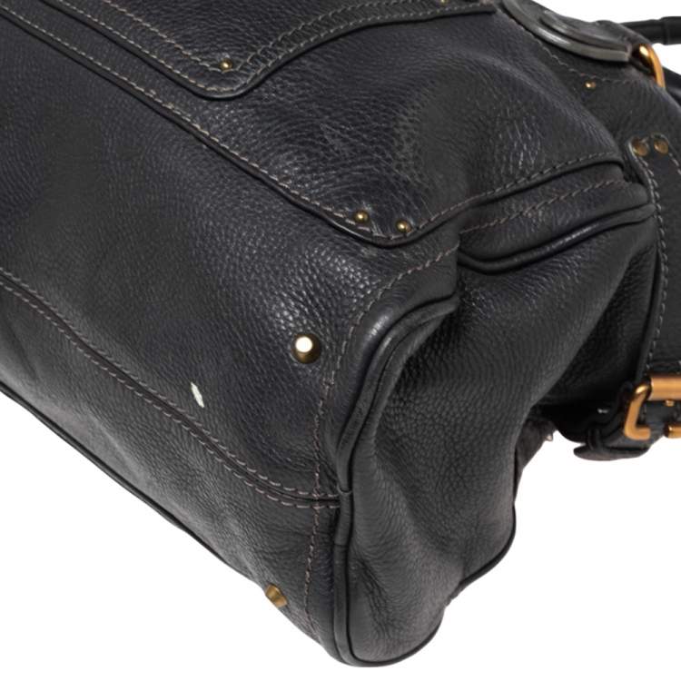 Pre Owned Chloe Dark Grey Leather Plexo Paddington Tote