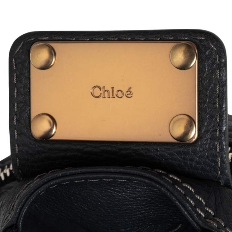 Pre Owned Chloe Dark Grey Leather Plexo Paddington Tote