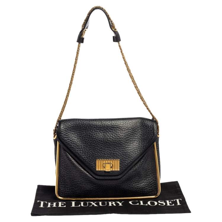 Pre Owned Chloe Black Leather Medium Sally Flap Shoulder Bag