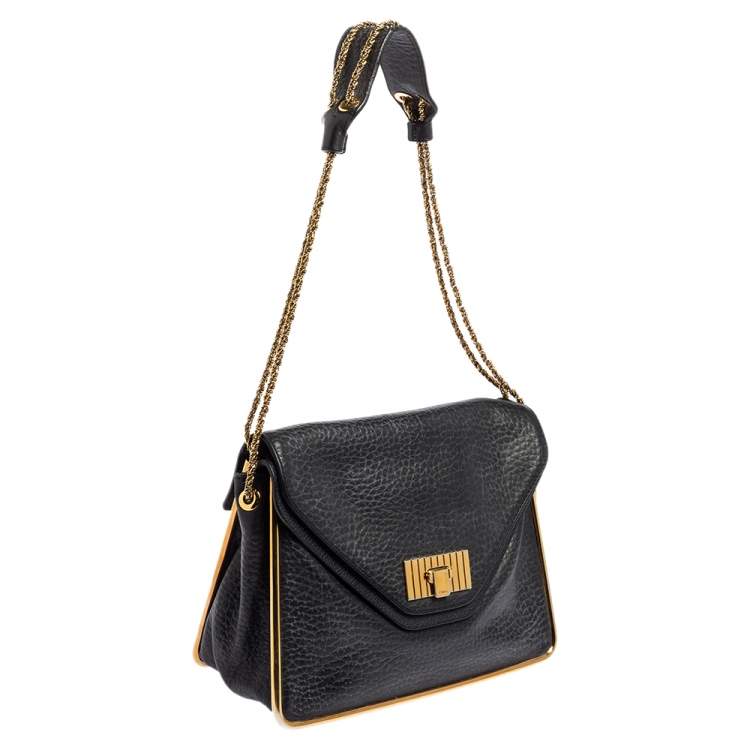 Pre Owned Chloe Black Leather Medium Sally Flap Shoulder Bag