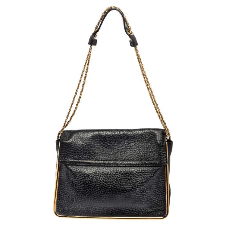 Pre Owned Chloe Black Leather Medium Sally Flap Shoulder Bag