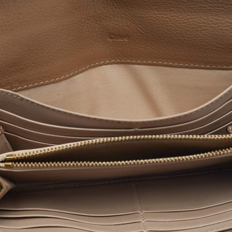 Pre Owned Chloe Beige Leather Marcie Long Wallet