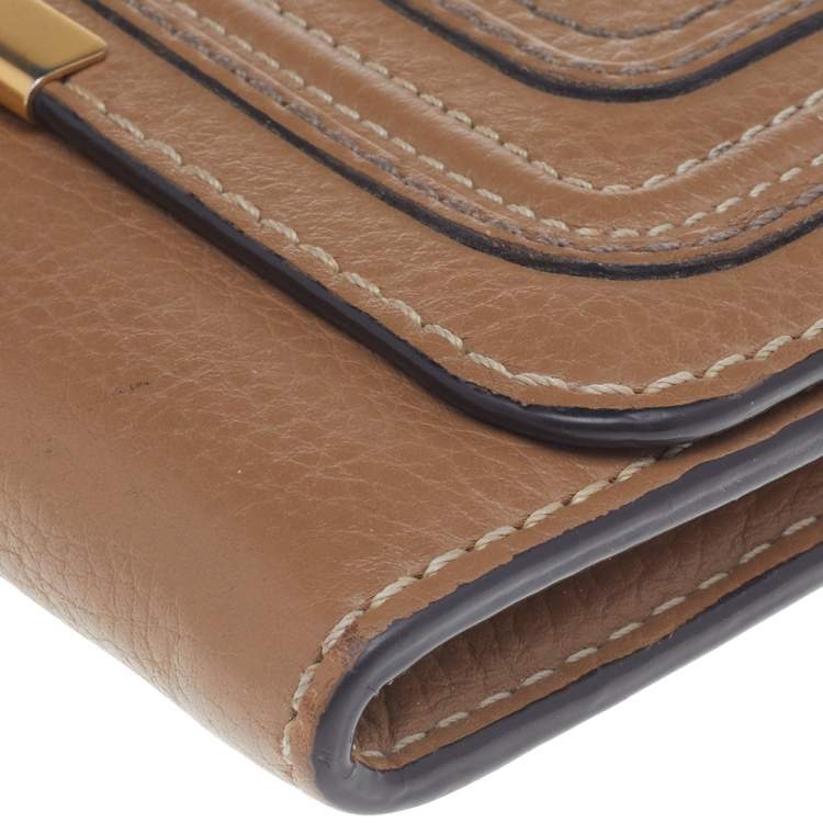 Pre Owned Chloe Beige Leather Marcie Long Wallet