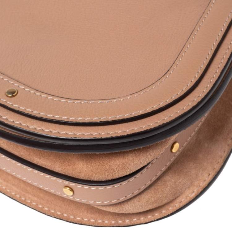 Pre Owned Chloe Dark Beige Leather and Suede Small Nile Bracelet Shoulder Bag