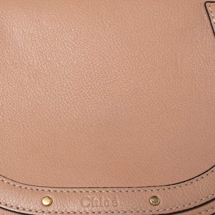 Pre Owned Chloe Dark Beige Leather and Suede Small Nile Bracelet Shoulder Bag