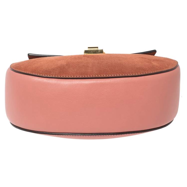 Pre Owned Chloe Pink Leather and Suede Medium Drew Shoulder Bag