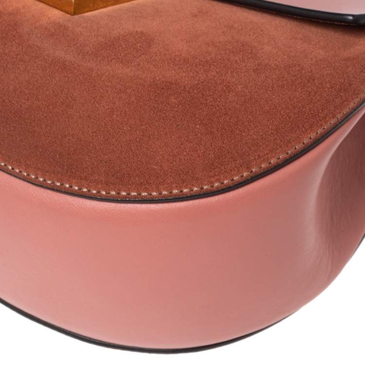 Pre Owned Chloe Pink Leather and Suede Medium Drew Shoulder Bag