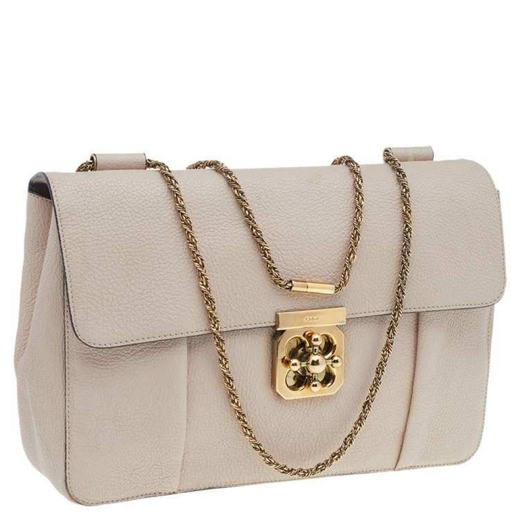 Pre Owned Chloe Cream Leather Large Elsie Shoulder Bag